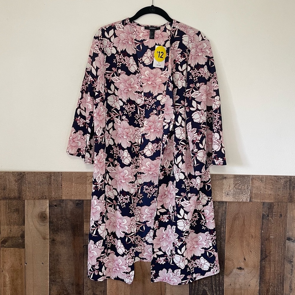 NWT Forever 21 Floral Robe Kimono Coverup Size L